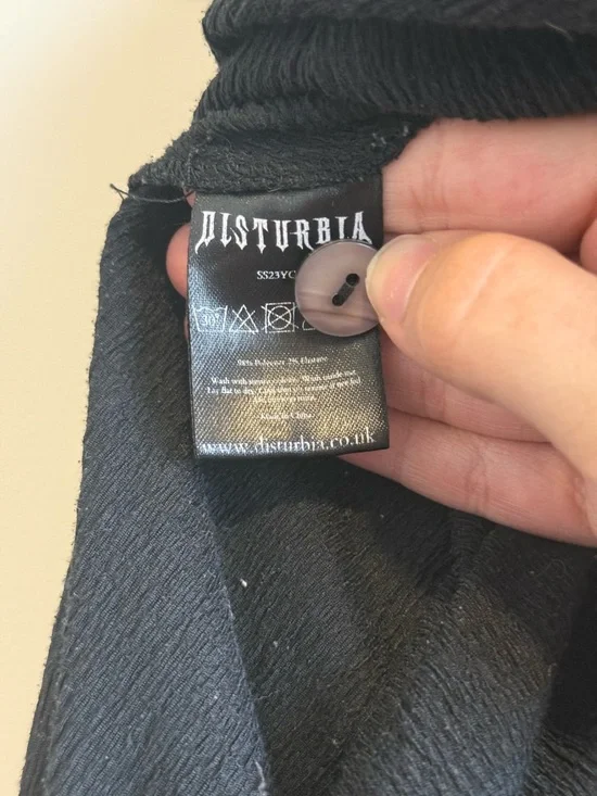 Disturbia Black Corruption Crinkle Midi Dress Goth Size 8/10 Medium - Picture 4 of 4